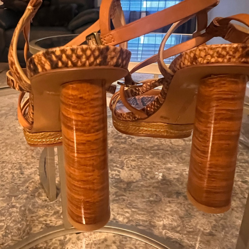 Vince Camuto Leather Snake Print Lace Up Heeled Sandals Size 7.5 nwot - Picture 7 of 13